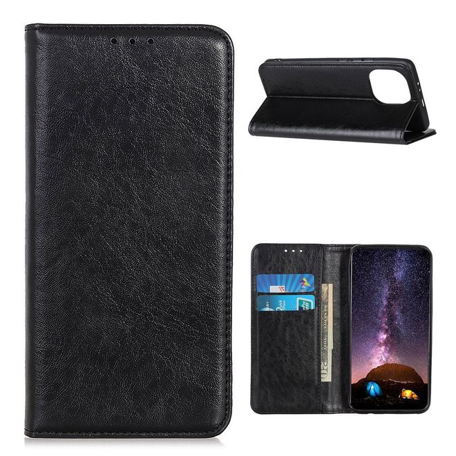Xiaomi Mi 11 Handy Hülle - Crazy Horse V Leder Bookcover Series - schwarz
