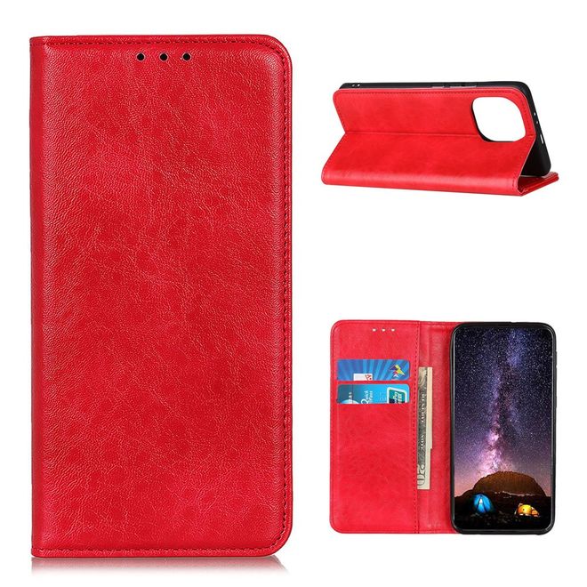 Xiaomi Mi 11 Handy Hülle - Crazy Horse V Leder Bookcover Series - rot