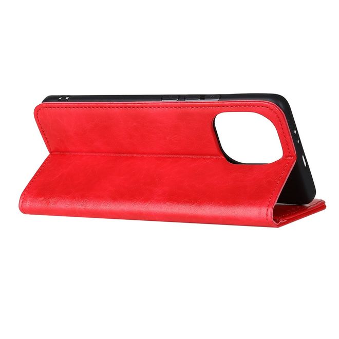 Xiaomi Mi 11 Handy Hülle - Crazy Horse V Leder Bookcover Series - rot