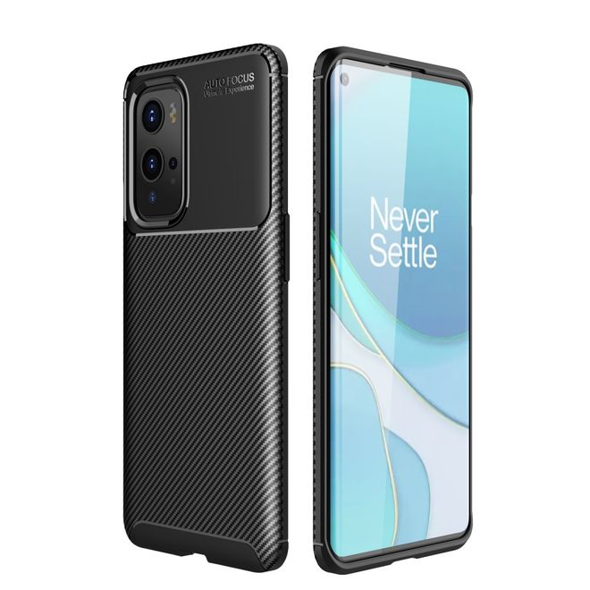 OnePlus 9 Pro Handyhülle - Carbon Fiber TPU Softcase Series - schwarz