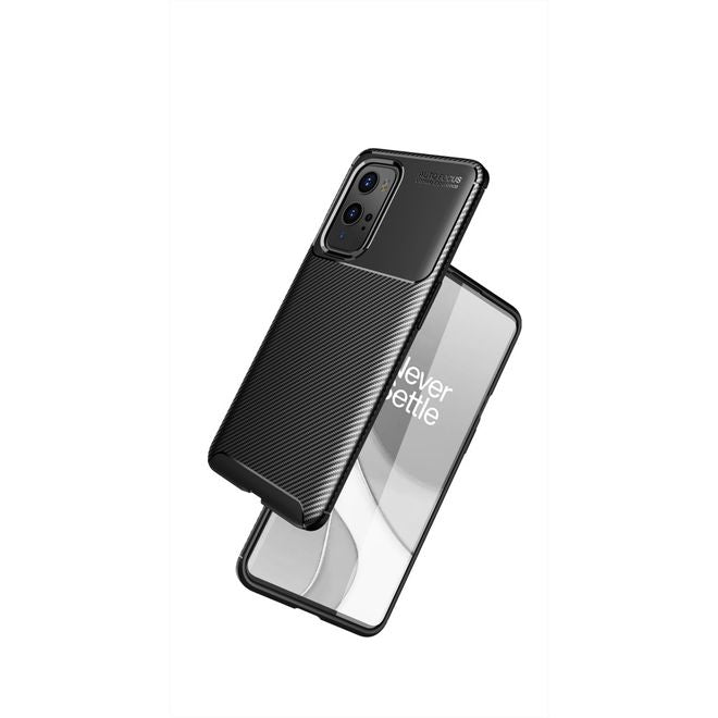 OnePlus 9 Pro Handyhülle - Carbon Fiber TPU Softcase Series - schwarz