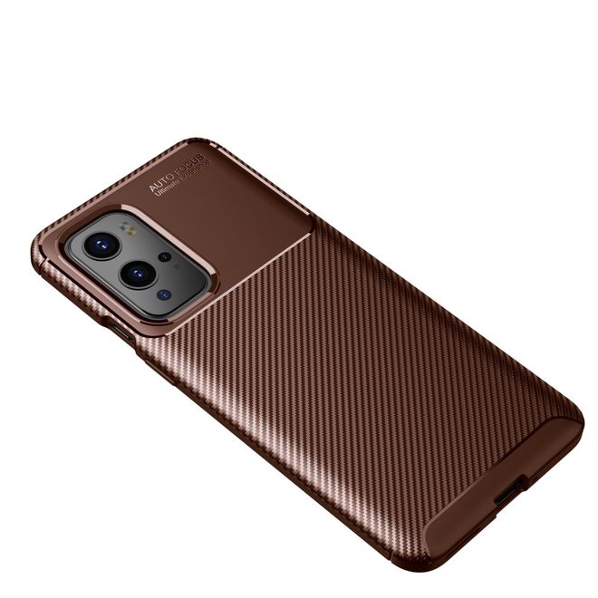 OnePlus 9 Pro Handyhülle - Carbon Fiber TPU Softcase Series - braun
