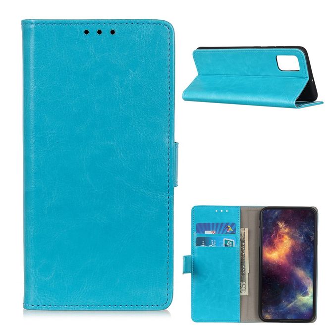 OnePlus 9 Handyhülle - Crazy Horse Leder Bookcover Series - blau