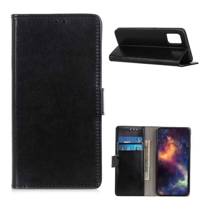 OnePlus 9 Handyhülle - Crazy Horse Leder Bookcover Series - schwarz