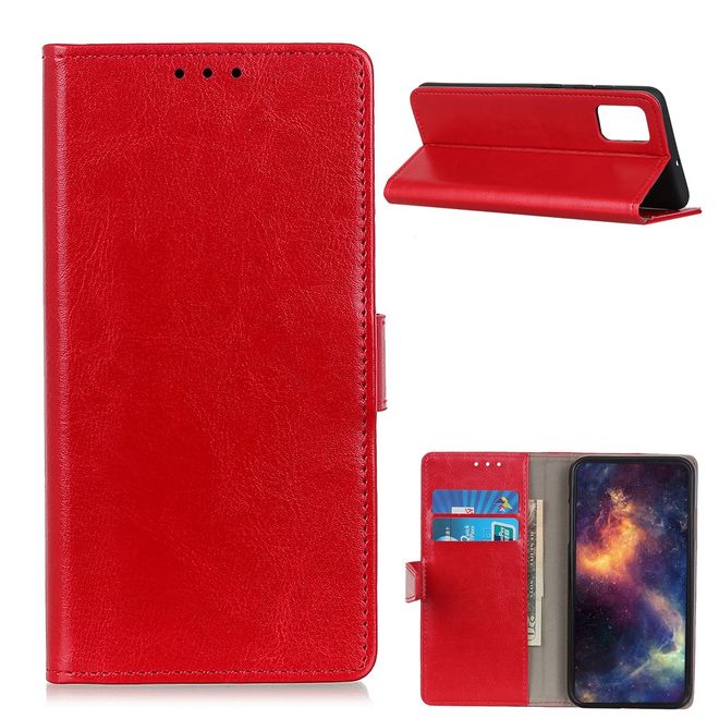 OnePlus 9 Handyhülle - Crazy Horse Leder Bookcover Series - rot
