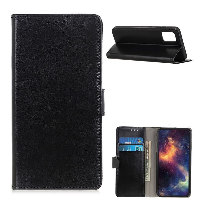 OnePlus 9 Pro Handyhülle - Crazy Horse Leder Bookcover Series - schwarz