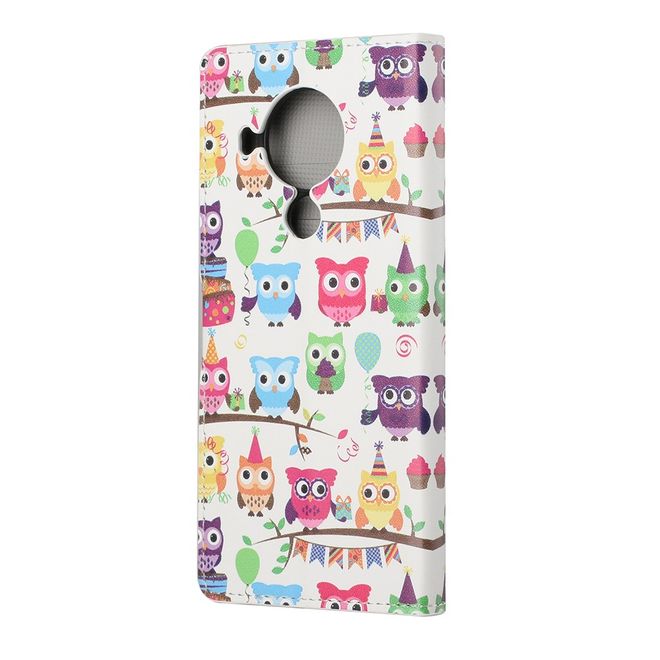Nokia 5.4 Handy Hülle - Leder Bookcover Image Series - Eulenfamilie