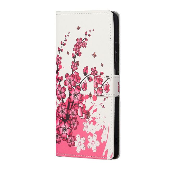 Nokia 5.4 Handy Hülle - Leder Bookcover Image Series - pinke Blumen