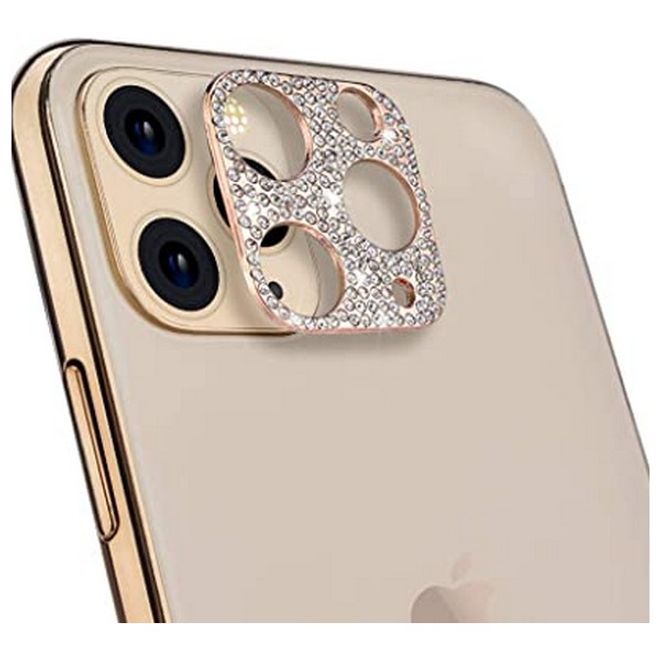 Décoration pour l'appareil photo arrière de l'iPhone 12 Pro Max - Strass - Autocollants diamant - Or rose