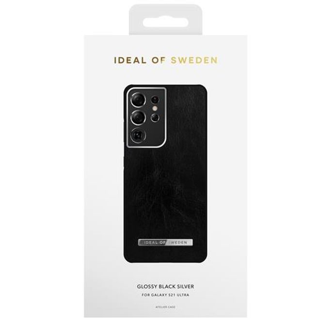 iDeal of Sweden - Samsung Galaxy S21 Ultra Hülle - Atelier Case - Glossy Black Silver