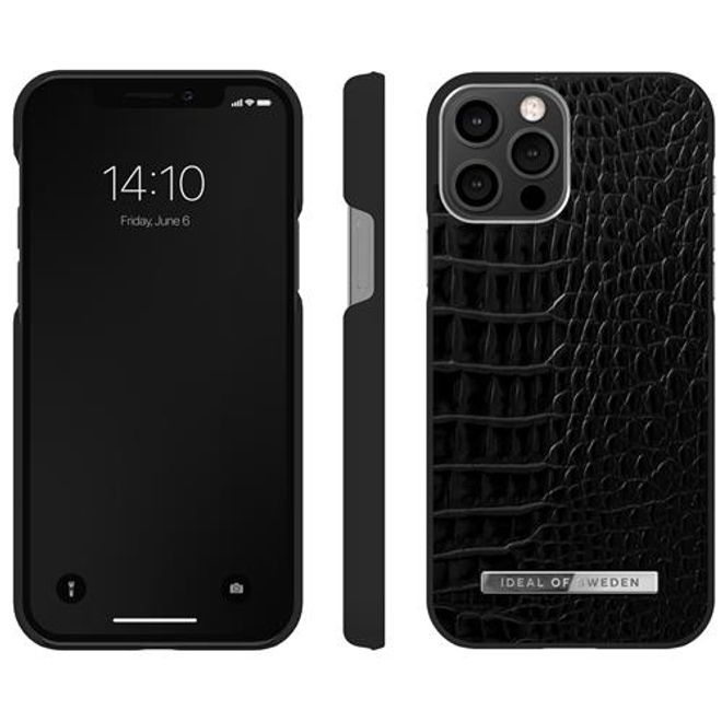 iDeal of Sweden - iPhone 12 / iPhone 12 Pro Hülle - Atelier Case - Neo Noir Croco Silver