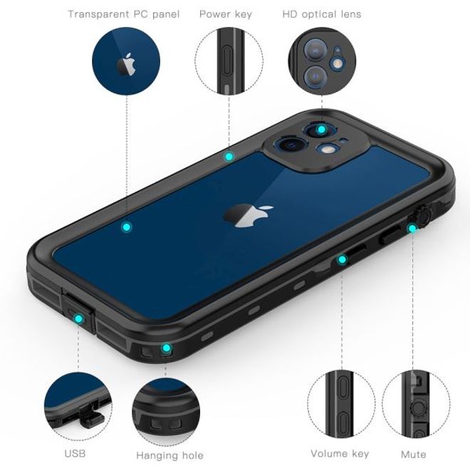 iPhone 12 mini - 360 Grad Outdoor Hülle - Allwetterschutz (wasserdicht & stossfest) - schwarz