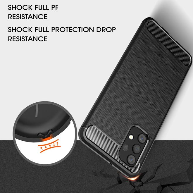 Samsung Galaxy A32 4G Handyhülle - Carbon Fiber TPU Softcase Series - schwarz