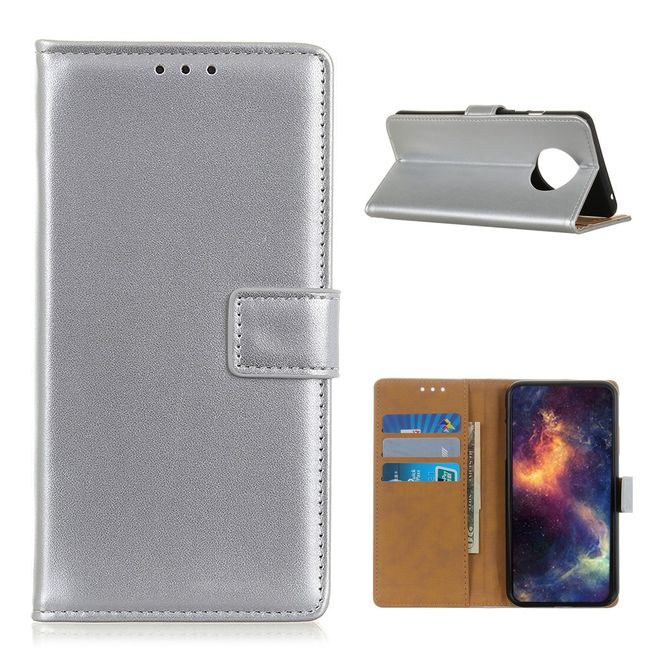 Xiaomi Redmi Note 9 5G / Note 9T 5G Handy Hülle - Classic II Leder Bookcover Series - silber