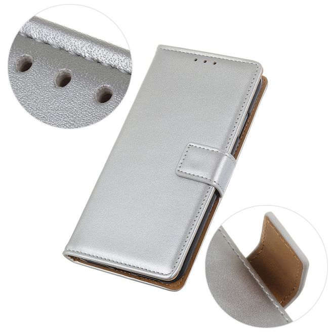 Xiaomi Redmi Note 9 5G / Note 9T 5G Handy Hülle - Classic II Leder Bookcover Series - silber