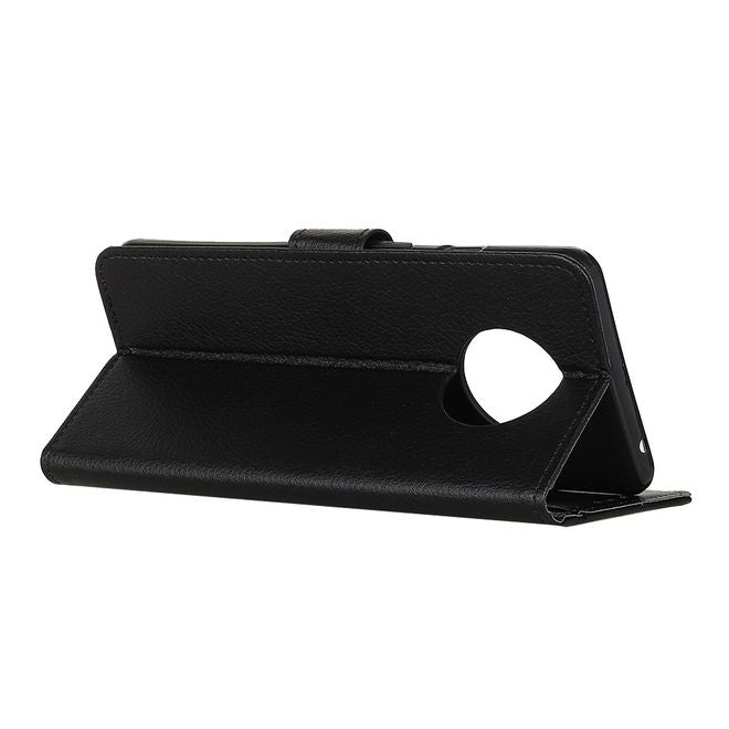 Xiaomi Redmi Note 9 5G / Note 9T 5G Handy Hülle - Litchi Leder Bookcover Series - schwarz
