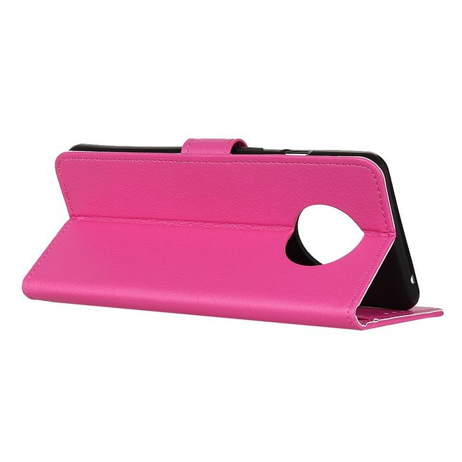 Xiaomi Redmi Note 9 5G / Note 9T 5G Handy Hülle - Litchi Leder Bookcover Series - rosa