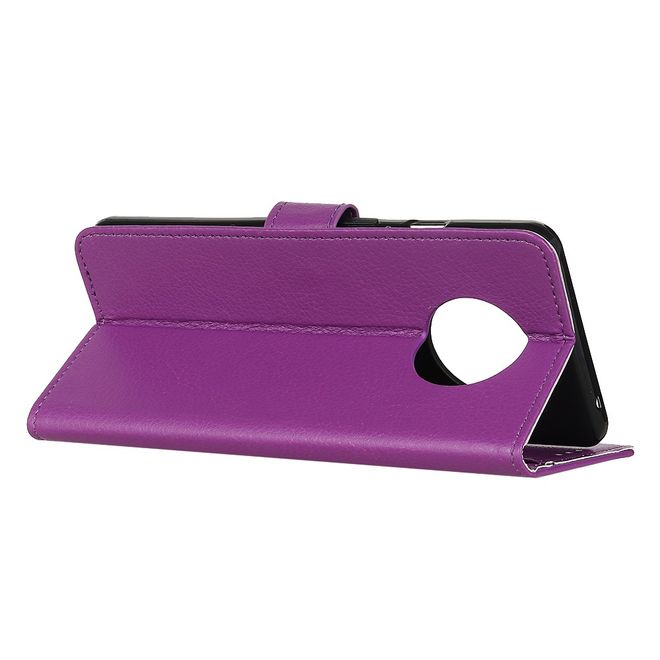 Xiaomi Redmi Note 9 5G / Note 9T 5G Handy Hülle - Litchi Leder Bookcover Series - purpur