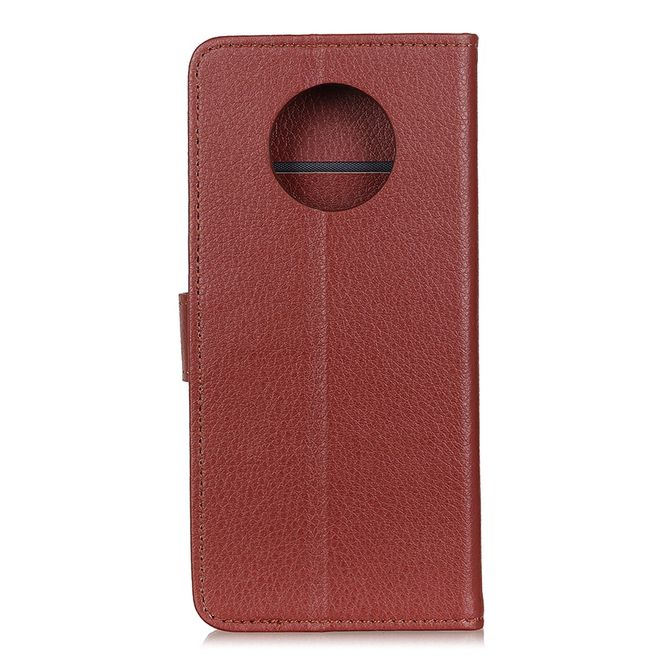 Xiaomi Redmi Note 9 5G / Note 9T 5G Handy Hülle - Litchi Leder Bookcover Series - braun