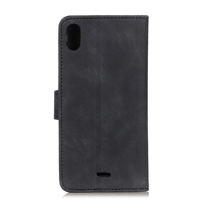 Wiko Y61 Handyhülle - Vintage II Leder Bookcover Series - schwarz