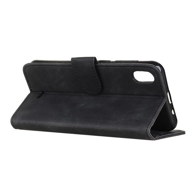 Wiko Y61 Handyhülle - Vintage II Leder Bookcover Series - schwarz