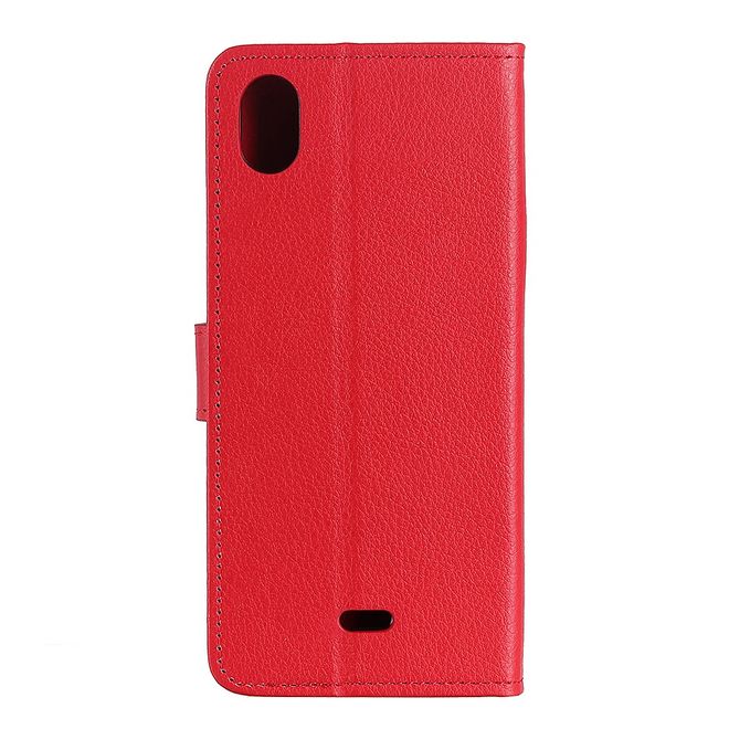Wiko Y61 Handy Hülle - Litchi Leder Bookcover Series - rot