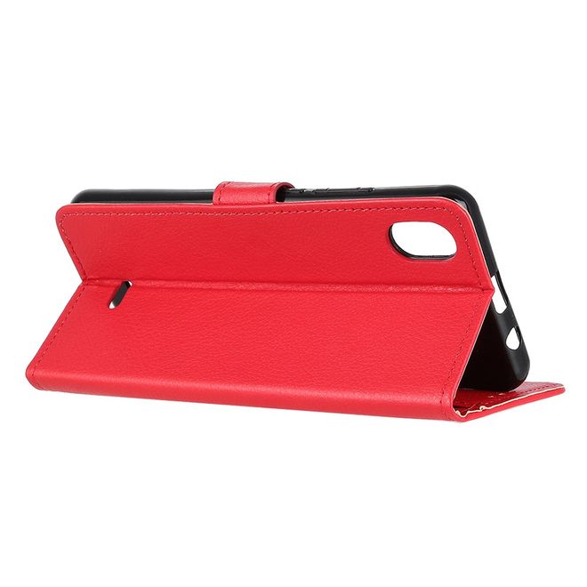 Wiko Y61 Handy Hülle - Litchi Leder Bookcover Series - rot