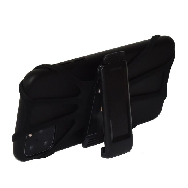 Universelle Silikon Halterung mit Gurt-Clip - 360° Drehbar - passend für Smartphones (9-16cm) - schwarz
