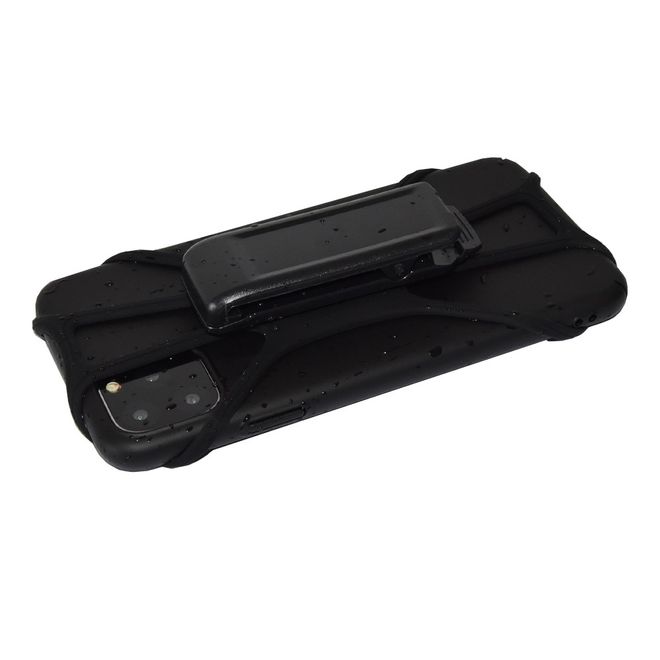 Universelle Silikon Halterung mit Gurt-Clip - 360° Drehbar - passend für Smartphones (9-16cm) - schwarz