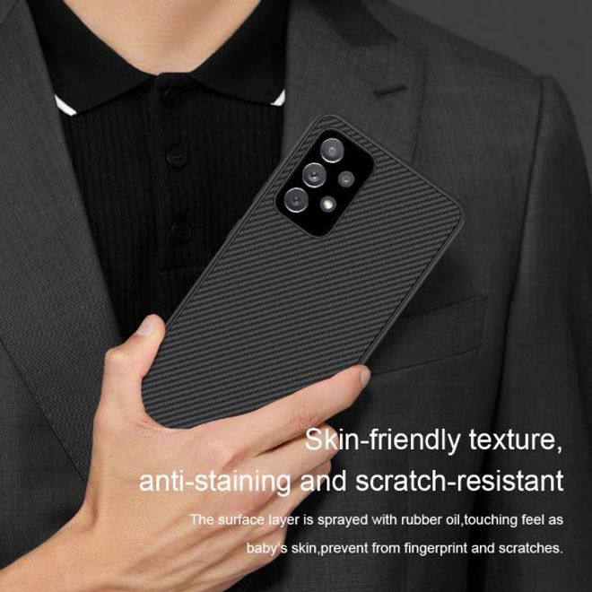 Nillkin - Samsung Galaxy A72 5G / 4G Handy Case - Hülle aus Plastik/Carbon - Synthetic Fiber Series - schwarz