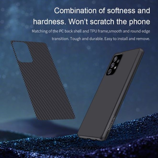 Nillkin - Samsung Galaxy A72 5G / 4G Handy Case - Hülle aus Plastik/Carbon - Synthetic Fiber Series - schwarz
