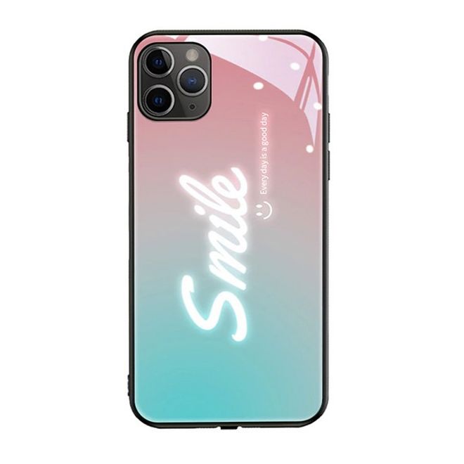 iPhone 12 Pro Max Case with LED Highlight - Hardcase with TPU Edge - Smile - Pink