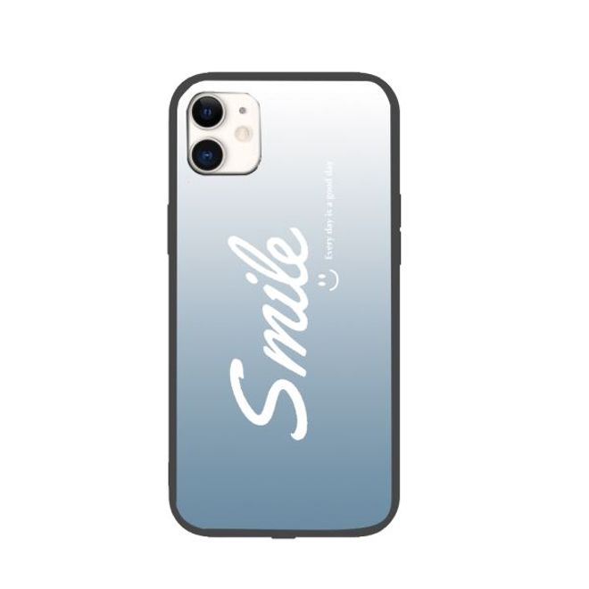 iPhone 12 Pro Max Case with LED Highlight - Hardcase with TPU Edge - Smile - Blue