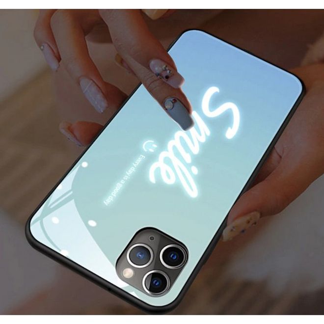 iPhone 12 Pro Max Case with LED Highlight - Hardcase with TPU Edge - Smile - Blue