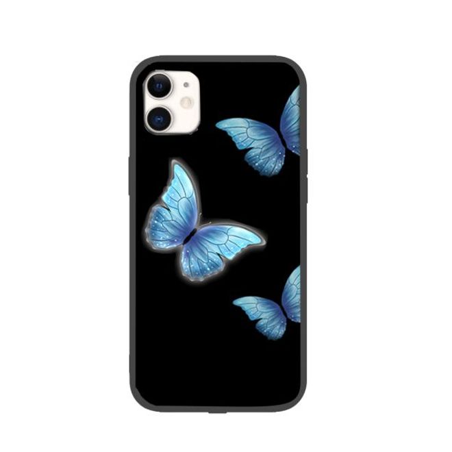 iPhone 12 Pro Max Case with LED Highlight - Hardcase with TPU Edge - Butterfly - Black