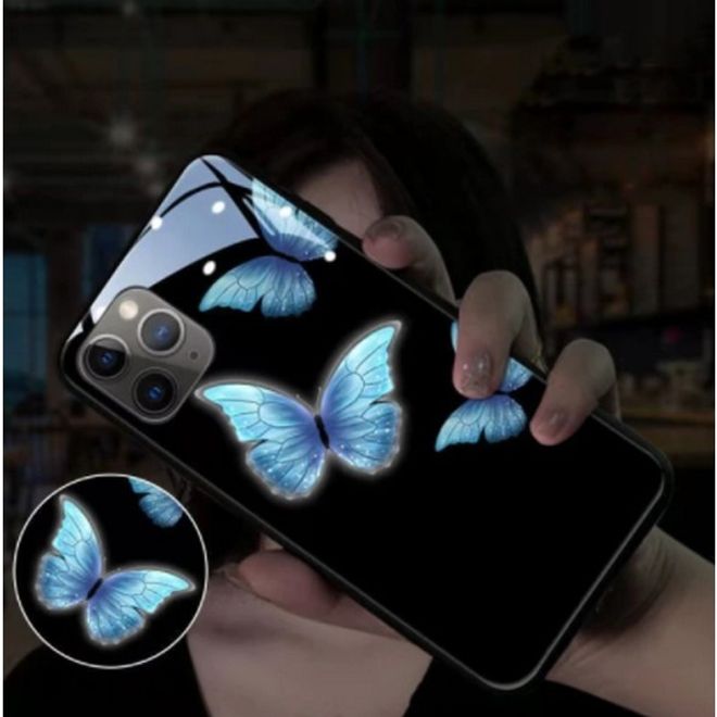 iPhone 12 Pro Max Case with LED Highlight - Hardcase with TPU Edge - Butterfly - Black
