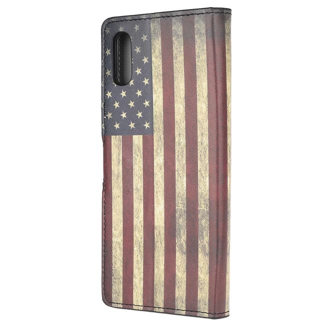 Samsung Galaxy Xcover 5 Handy Hülle - Leder Bookcover Image Series - Retro USA Flagge