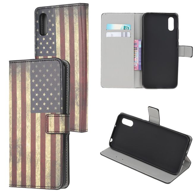 Samsung Galaxy Xcover 5 Handy Hülle - Leder Bookcover Image Series - Retro USA Flagge