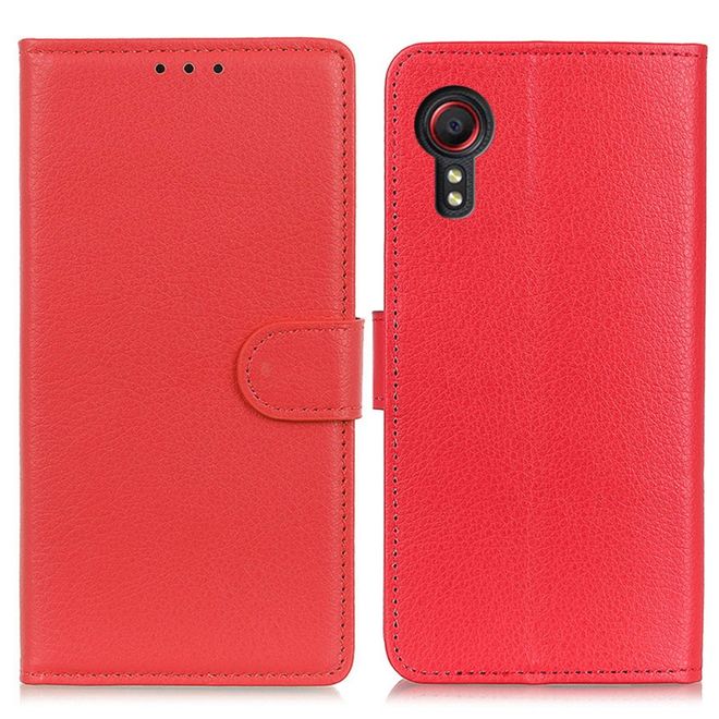 Samsung Galaxy Xcover 5 Handy Hülle - Litchi Leder Bookcover Series - rot