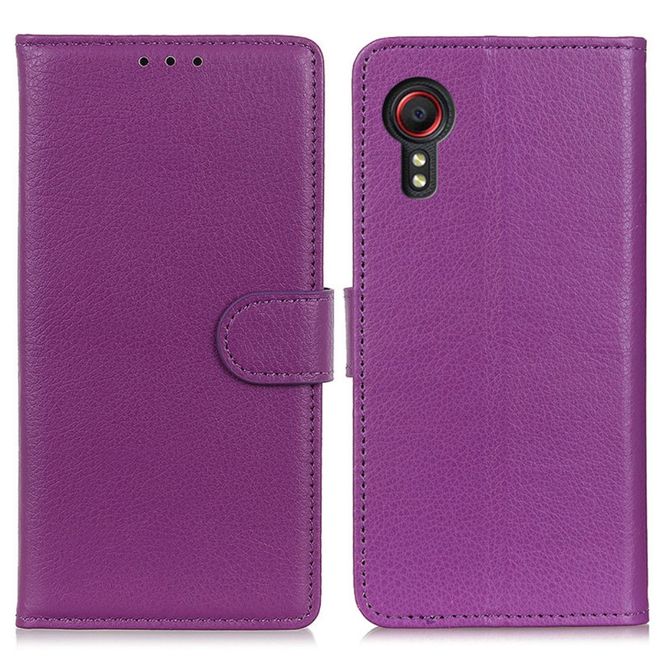 Samsung Galaxy Xcover 5 Handy Hülle - Litchi Leder Bookcover Series - purpur
