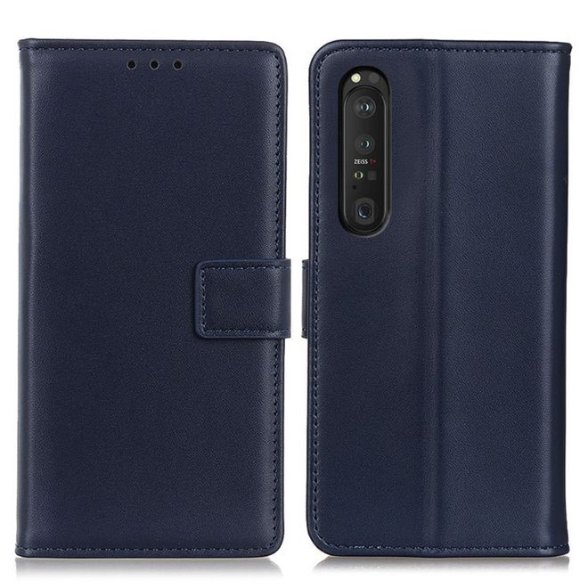 Sony Xperia 1 III Handy Hülle - Classic II Leder Bookcover Series - blau
