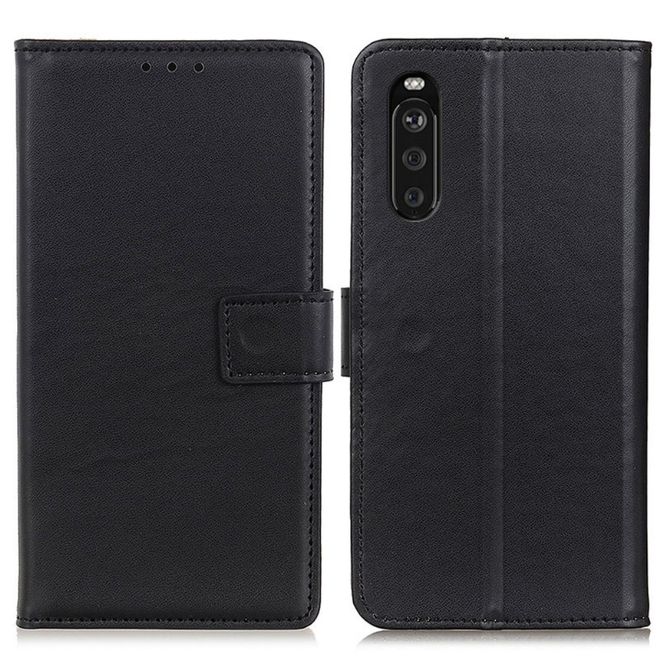 Sony Xperia 10 III Handy Hülle - Classic II Leder Bookcover Series - schwarz