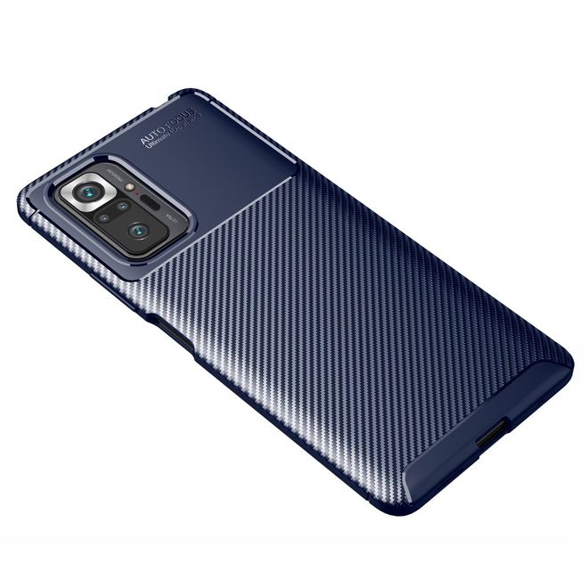 Xiaomi Redmi Note 10 Pro Handyhülle - Carbon Fiber TPU Softcase Series - blau