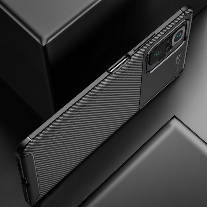 Xiaomi Redmi Note 10 Pro Handyhülle - Carbon Fiber TPU Softcase Series - blau