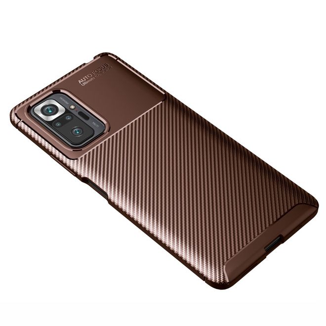 Xiaomi Redmi Note 10 Pro Handyhülle - Carbon Fiber TPU Softcase Series - braun