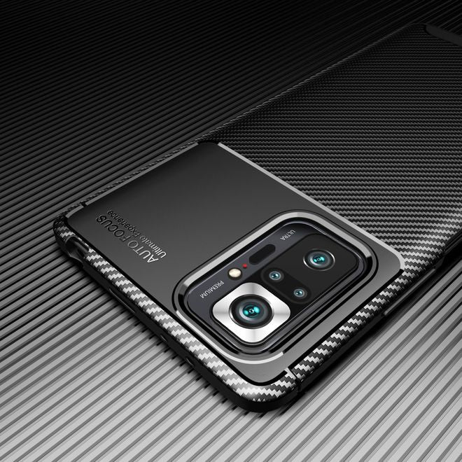 Xiaomi Redmi Note 10 Pro Handyhülle - Carbon Fiber TPU Softcase Series - braun