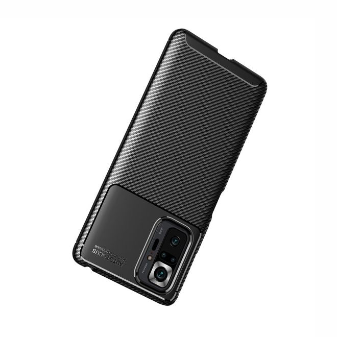 Xiaomi Redmi Note 10 Pro Handyhülle - Carbon Fiber TPU Softcase Series - braun