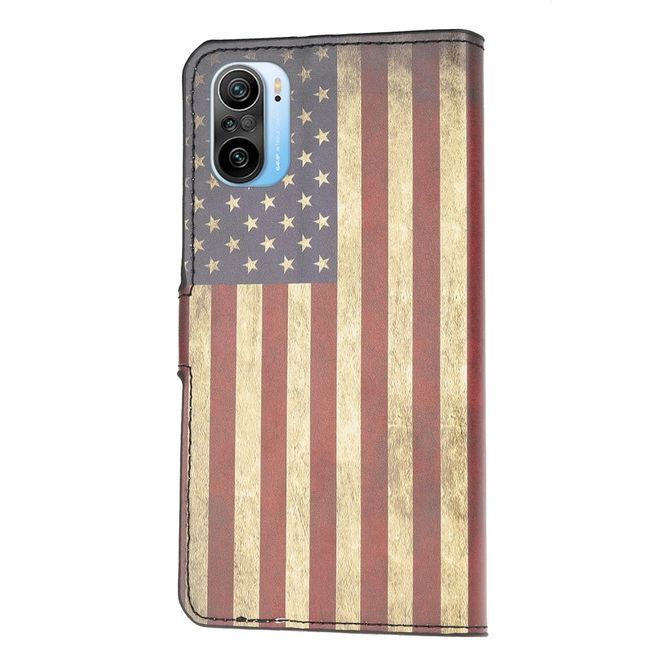 Xiaomi Mi 11i / Poco F3 / Poco F3 Pro Handy Hülle - Leder Bookcover Image Series - Retro USA Flagge