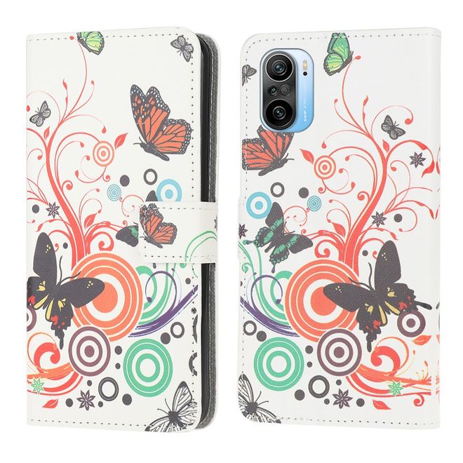 Xiaomi Mi 11i / Poco F3 / Poco F3 Pro Handy Hülle - Leder Bookcover Image Series - Schmetterlinge und Kreise
