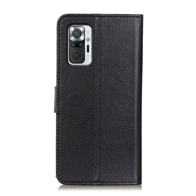 Xiaomi Redmi Note 10 Pro Handy Hülle - Litchi Leder Bookcover Series - schwarz